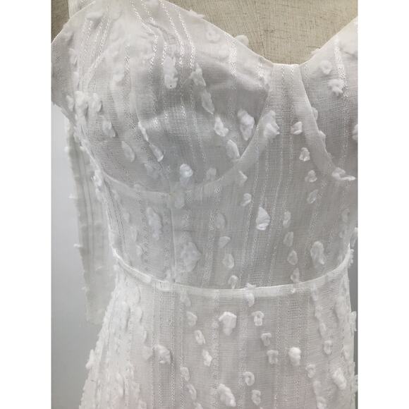 LULU'S SZ M Glamorous Element White Lurex Tie-Strap Bustier Midi Dress NEW B75 - Picture 5 of 9